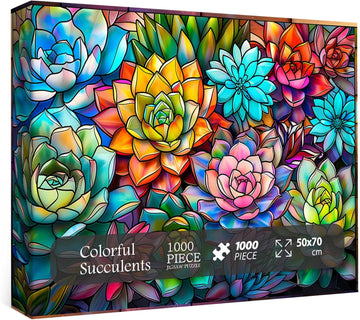 Farbenfrohe Sukkulenten Jigsaw Rätsel 1000 Stücke